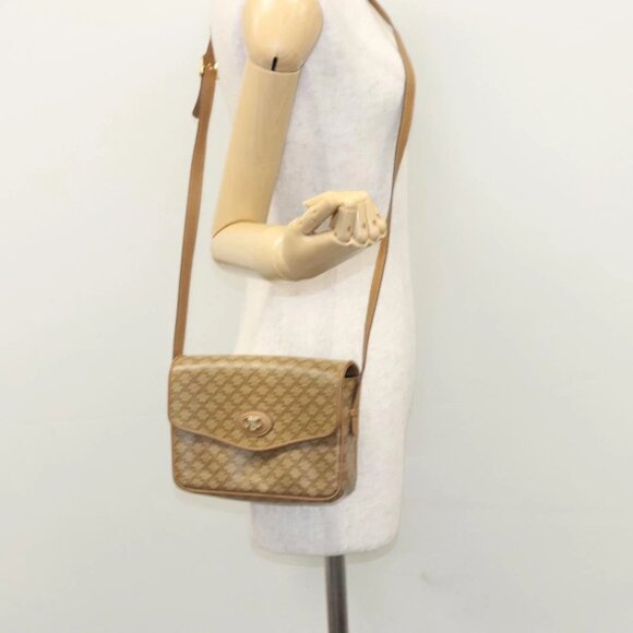 CELINE Macadam Canvas Shoulder Bag Beige Gold Auth EC329 - Picture 15 of 16